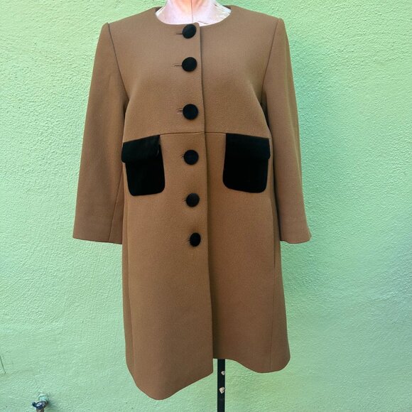 Orla Kiely So Far Soho Good Coat Wool Brown Women Long Retro Vtg Dressy 8 - Picture 2 of 8